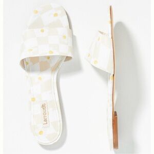 Larroude Ivy Sandals Daisy Checkered Flip Flops